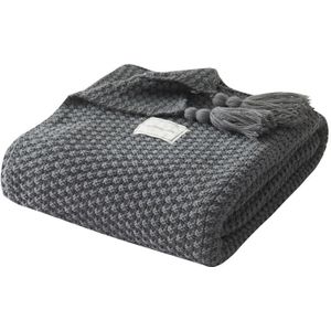 Draad Deken Met Kwastje Effen Beige Grijs Koffie Gooi Deken Voor Bed Sofa Thuis Textiel Mode Cape 130X170cm Gebreide Tapijt