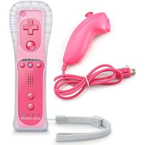 Mooie Roze Kleur 2 In1 Game Handvat Voor Wii Controller Remote + Nunchuk Controller Met Siliconen Hoesje Voor Nintendo Wii