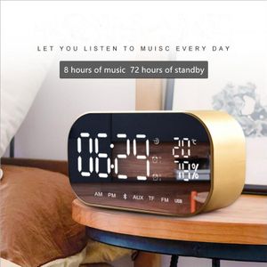 Desktop eenvoudige digitale Muziekspeler Led Draadloze Bluetooth Dual Speaker Spiegel Oppervlak Wekker multifunctionele muziek klok