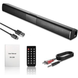 Soundbar, 2.0 Kanaals Luidspreker Voor Tv Geluid Bar Wired &amp; Wireless Bluetooth Speaker Met Ingebouwde Batterijen, voor Indoor Outdoor