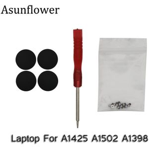 Asunflower Oem 4Pcs Laptop A1425 A1502 A1398 Rubber Bottom Case Cover Voet Voeten Kit + Schroeven Set + tool Voor Macbook Pro 13 ""15