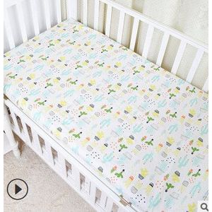 100cm Katoen Wieg Hoeslaken Zacht Ademend Baby Bed Matras Cover Cartoon Pasgeboren Beddengoed Voor Ledikant Maat 130*70CM