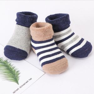 3 Paren/partij 0-3 Jaar Baby Katoenen Sokken Winter Thicken Warm Jongen Pasgeboren Sokken Lente Baby Meisje Ademend Gestreepte sox