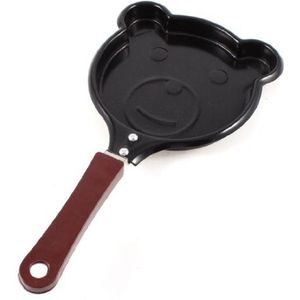 Eas-Keuken Cartoon Beer Gezicht Vormige Non Stick Eieren Pancake Koekenpan Zwart Maroon Kleur