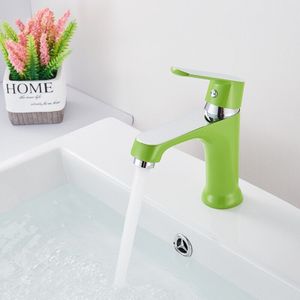 Quyanre Oranje Groen Badkamer Wastafel Kranen Douche Wastafel Kraan Tap Enkele Handgreep Single Hole Badkamer Mengkraan Waterval Kraan