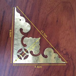 4 stks Antieke meubels hardware koperen hoek kastdeur Zhangmu doos hoek koper decoratieve hollow koper hoek bloem hoek