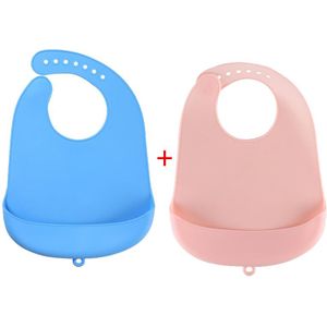 2 stuks Siliconen Bib voor Baby Peuter Verstelbare Waterdicht Kinderen Slabbetjes Zachte Voeden Schort Houdt Vlekken Off Babador De Bebe