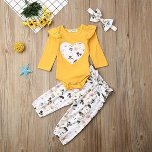 0-18 maanden 3PCS Pasgeboren Baby Girl Bloemen Lente & Herfst Kleding Romper Jumpsuit Leggings Broek Outfits Set