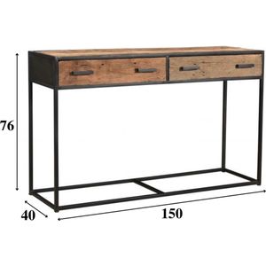 Dimehouse Industriële Sidetable Rayan - Metaal - 2 Lades - Sleeper Wood