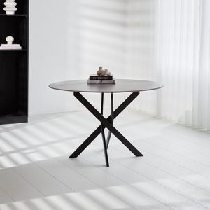 Ronde Eettafel Vivian Ø120 cm Marmerlook Grijs Spinpoot