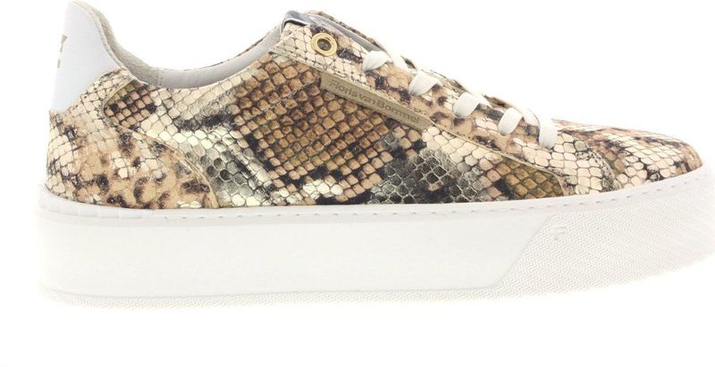 Floris van Floris van Bommel van Floris van Bommel Sneakers Dames - Lage sneakers / Damesschoenen - Leer - SFW-10106 print - Slangenprint - Goud - Maat 37