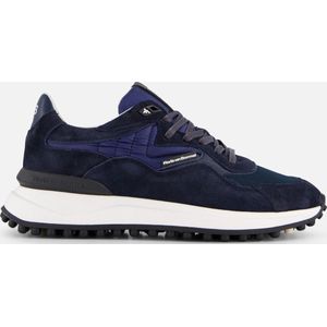 Floris van Bommel sneakers donkerblauw effen veters leer rubber