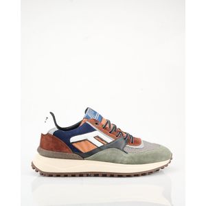 Floris van Bommel - SFM-10139 Sneakers - Groen Blauw Zwart Wit Roestbruin - Nubuck Leer Mesh