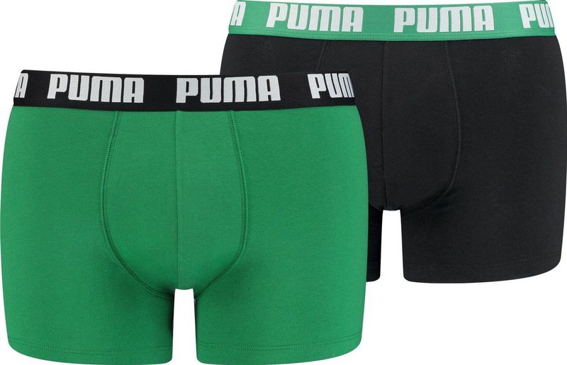 PUMA - Basic Boxershorts - Zwart/Groen - 2 Stuks