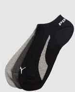 Puma - Unisex Enkelsokken - Zwart - Wit - 3-Pack Katoenmix