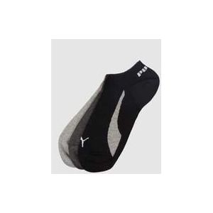 Puma - Unisex Enkelsokken - Zwart - Wit - 3-Pack Katoenmix