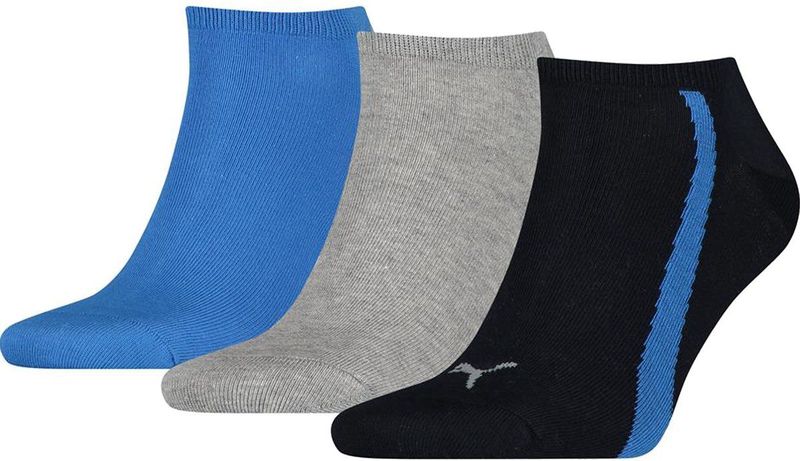 Puma - Unisex Lifestyle - Enkelsokken - Blauw, Grijs - 3-Pack