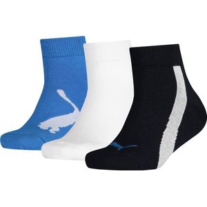PUMA Kids BWT Quarter Sokken (3 Paar Pack), Marine/Wit/Sterk Blauw, 26