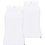 Puma 2 Pack heren hemden Basic Tanktop Katoenen onderhemd slim fit Ronde hals Zonder mouwen Wit
