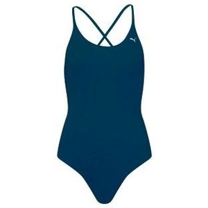 Puma - Swim - Damesbadpak - Zwart - Gerecycled Nylon - V-hals en Gekruiste Rug