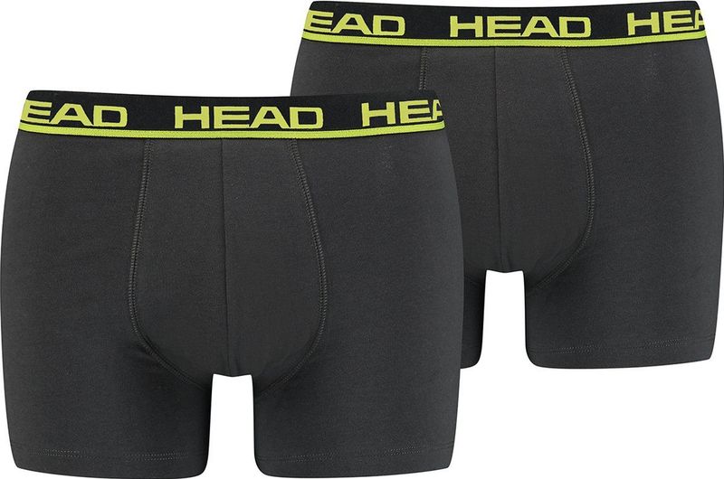 HEAD Basic boxershorts voor heren, Zwart/Grijs/Geel.