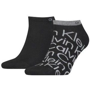 Calvin Klein Sneaker All Over Print (2-pack), heren enkelsokken, zwart dessin