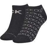 Calvin Klein - Sneaker All Over Logo - Dames Enkelsokken - Zwart - 2-Pack