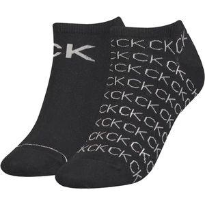 Calvin Klein All Over Logo sneakersokken voor dames (set van 2), zwart, One size
