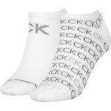 Calvin Klein - Sneaker All Over Logo - Dames Enkelsokken - Wit Dessin - 2-Pack