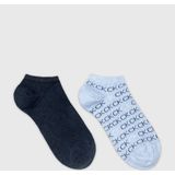 Calvin Klein - Sneaker All Over Logo - Enkelsokken - Denim Melange - 2-Pack
