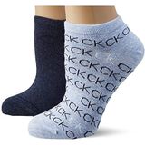 Calvin Klein - Sneaker All Over Logo - Enkelsokken - Denim Melange - 2-Pack