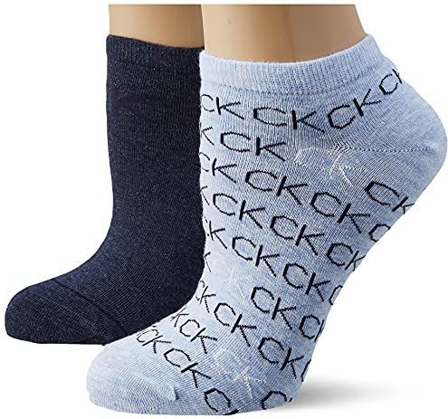 Calvin Klein - Sneaker All Over Logo - Enkelsokken - Denim Melange - 2-Pack