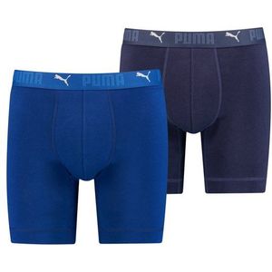 Puma 2-pack Heren boxershort lange pijpjes - Blauw - Heren onderbroek tegen schurende benen - Katoen