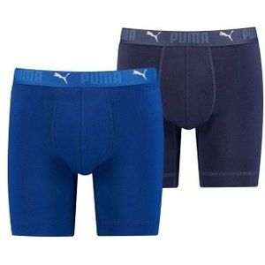 Puma 2-pack Heren boxershort lange pijpjes - Blauw - Heren onderbroek tegen schurende benen - Katoen - M
