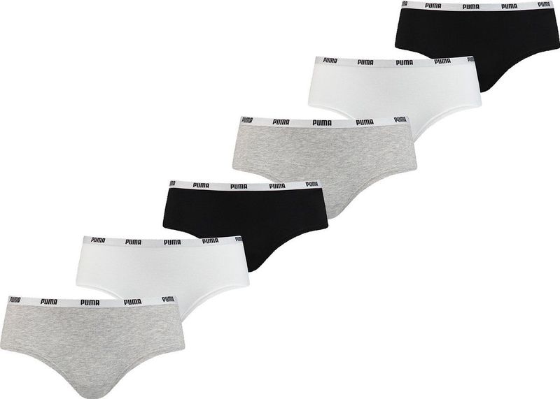 Puma - Hipsters - Grijs/Wit/Zwart - Katoen - 6-Pack