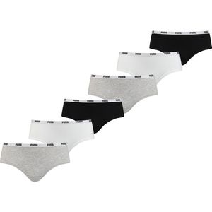 Puma - Dames Hipsters - Grijs/Wit/Zwart - Katoen - 6-Pack