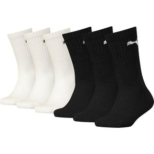 PUMA Classic Crew Sokken - Zwart/Wit - Set van 6