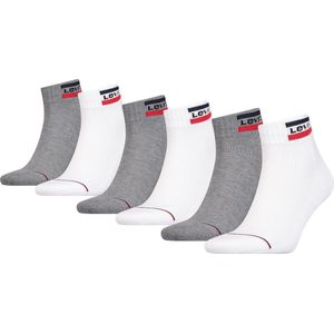Levi's Heren - Enkelsokken - Wit/grijs - Verpakking van 6 Stuks