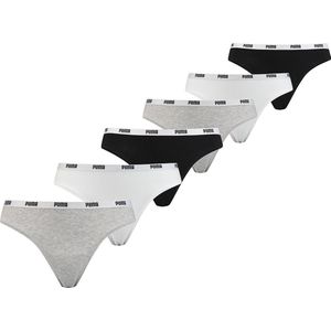 Puma - 6-Pack - Dames Strings - Zwart - Katoenen Strings Dames Multipack