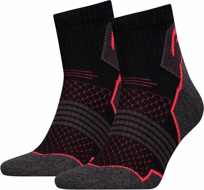 Head unisex hiking quarter 2-pack black/red - sokken