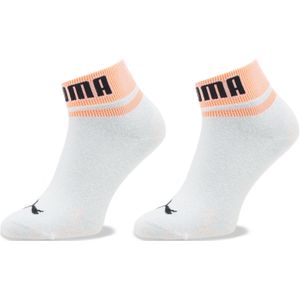 Puma - Quarter Sokken - Wit / Oranje - 2-pack - 53% Katoen, 37% Polyester, 8% Polyamide, 2% Elastaan