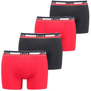 Levi's Biologisch katoen boxershorts voor heren (4 stuks), Rood/Zwart