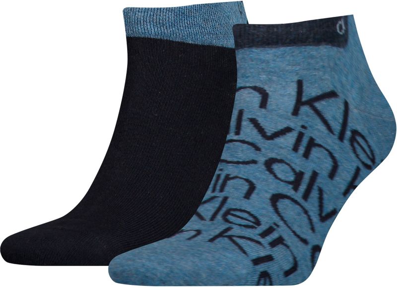 Calvin Klein - Sneaker All Over Print - Enkelsokken - Denim Melange - 2-Pack