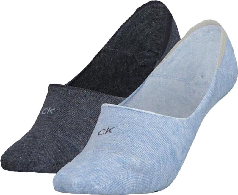 Calvin Klein - Footie Low Cut - Dames Onzichtbare Sokken - Lichtblauw Melange - 2-pack