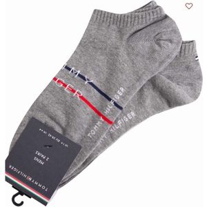 Tommy Hilfiger Sneaker Th Stripe (2-pack), heren enkelsokken, grijs melange gestreept