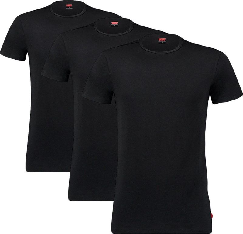 Levi's 3P O-hals shirts basic zwart