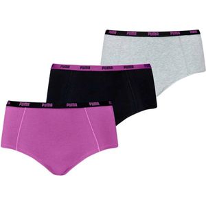 Puma - Dames Boxershorts - Grijs - Paars - Zwart - Katoen - 3-Pack