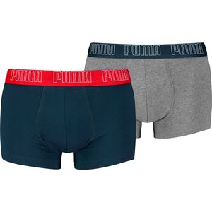 PUMA - Everyday Trunks - Boxershorts - Marine/Grijs Melange - 2 stuks