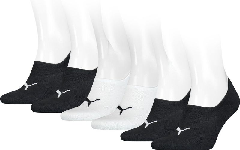PUMA - Footies - Zwart/Wit - Katoen - Antislip Hiel - 6-Pack