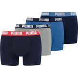 Puma - Heren Boxershort - 4-pack - Katoen - Donkerblauw, Blauw, Grijs